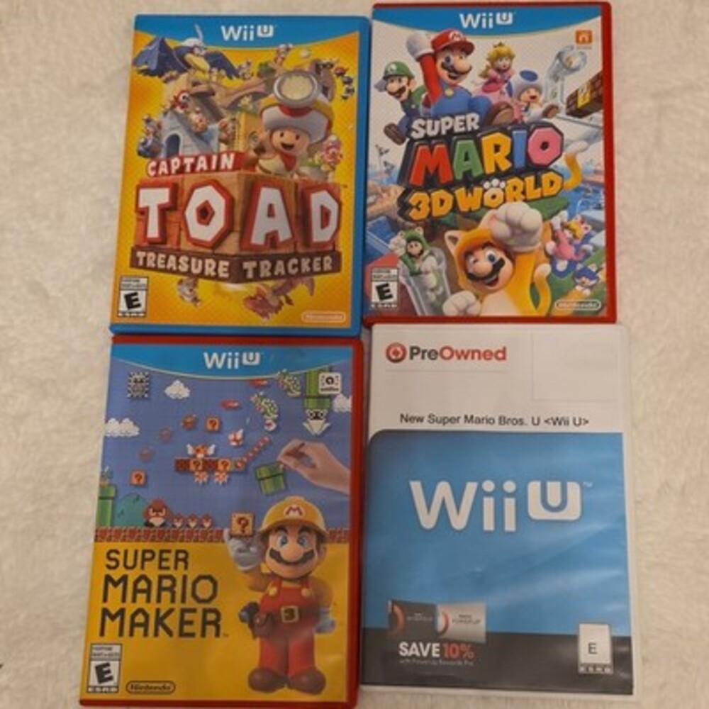 Wii U 4-Game Lot: Super Mario 3D World, Maker, New Mario Bros U, Captain Toad
